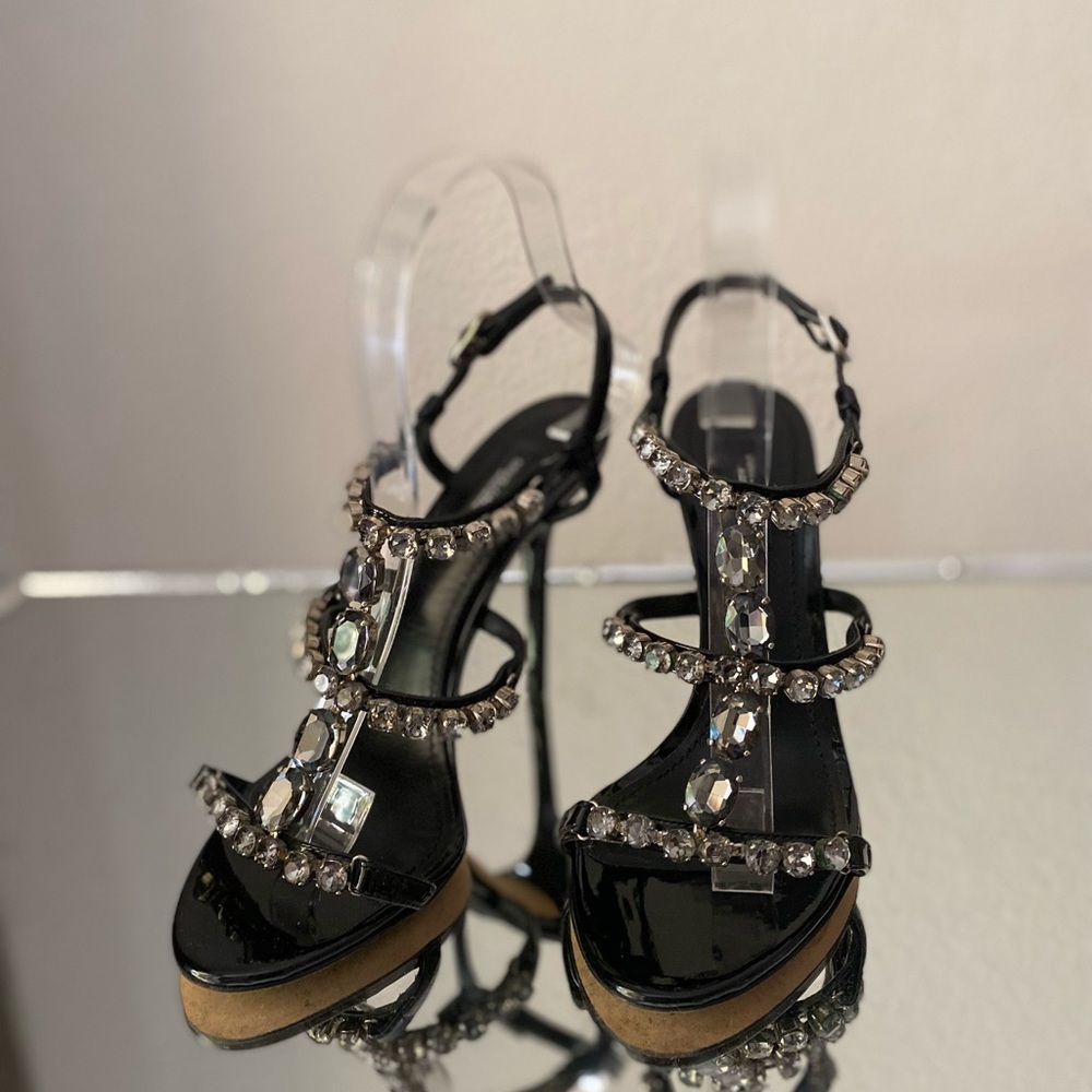 Dolce & Gabbana black patent rhinestone Heels - Picture 5 of 11